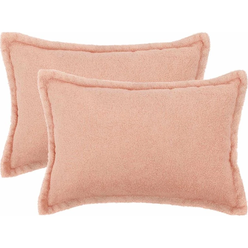 vidaXL HOUTEN Pudebetræk 2 stk. Lyserød Bouclé 50 x 70 cm