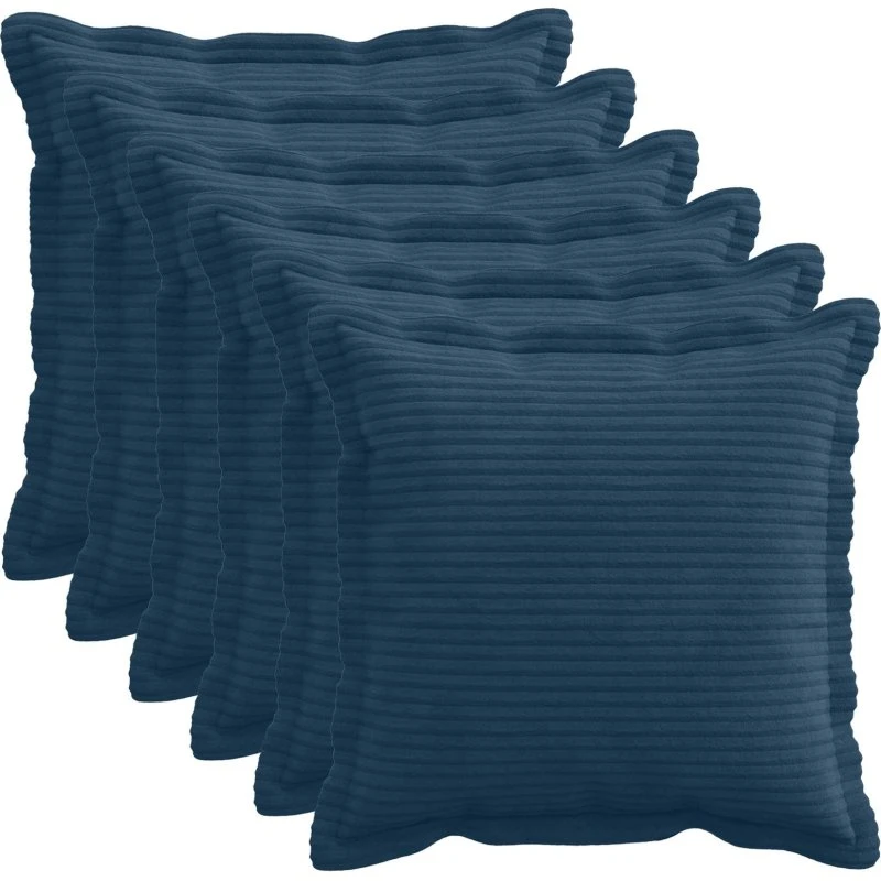 vidaXL HOUTEN Pudebetræk 6 stk. Mørkeblå 50x50 cm Cordfløjl