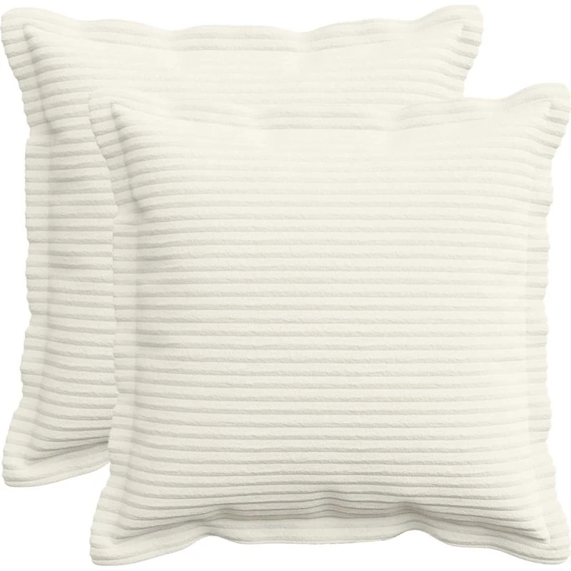vidaXL HOUTEN Pudebetræk 2 stk. Cremefarvet Cordfløjl 50x50 cm