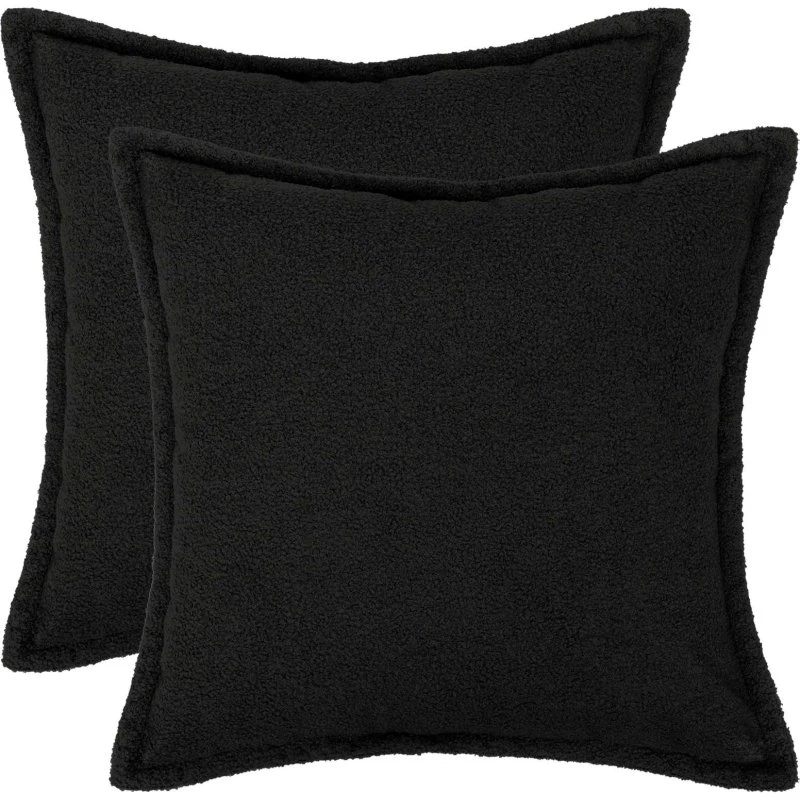 vidaXL HOUTEN Pudebetræk 2 stk. Sort Bouclé 45 x 45 cm