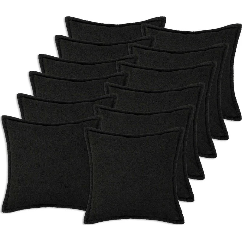 vidaXL HOUTEN Pudebetræk 12 stk. Sort Bouclé 45x45 cm