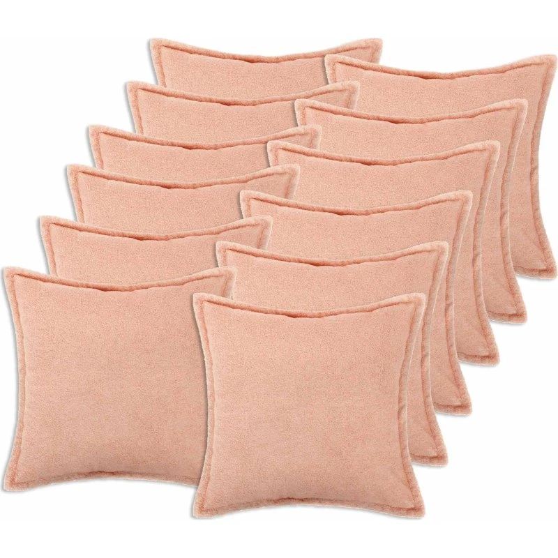 vidaXL HOUTEN Pudebetræk 12 stk. Lyserød Bouclé 45x45 cm