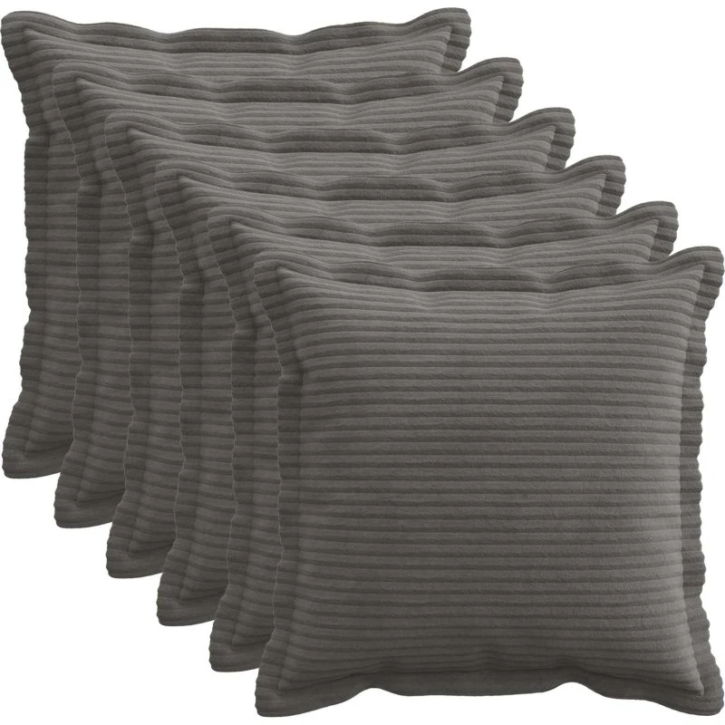 vidaXL HOUTEN Pudebetræk 6 stk. Mørkegrå Cordfløjl 45x45 cm