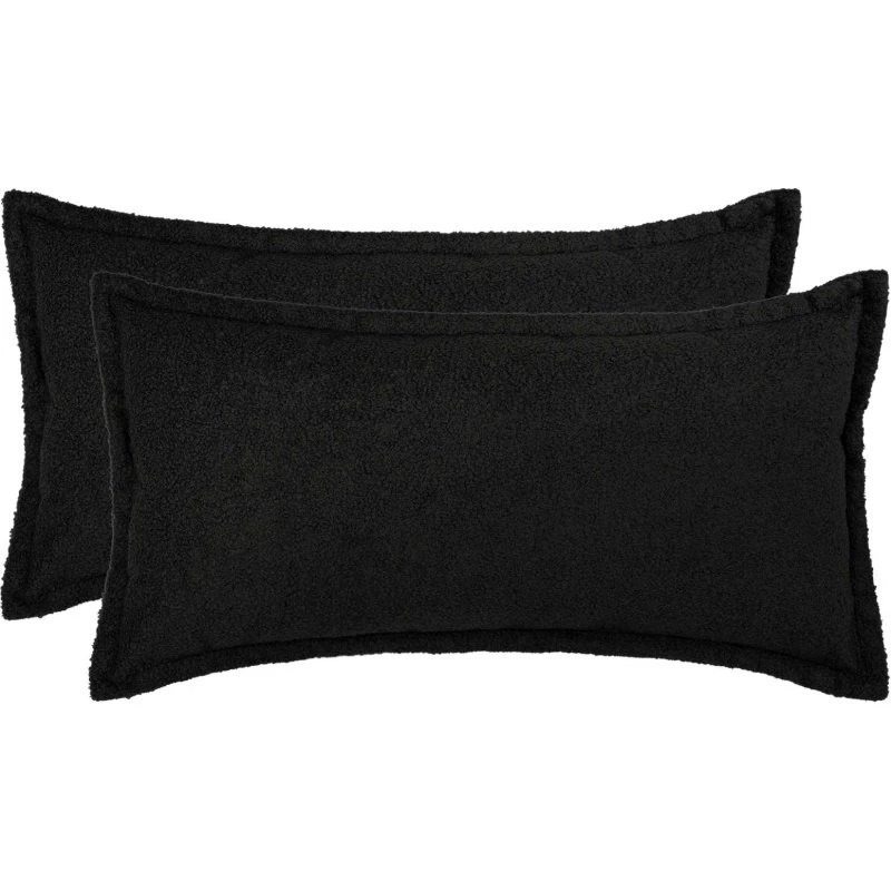 vidaXL HOUTEN Pudebetræk 2 stk. Sort Bouclé 40 x 80 cm