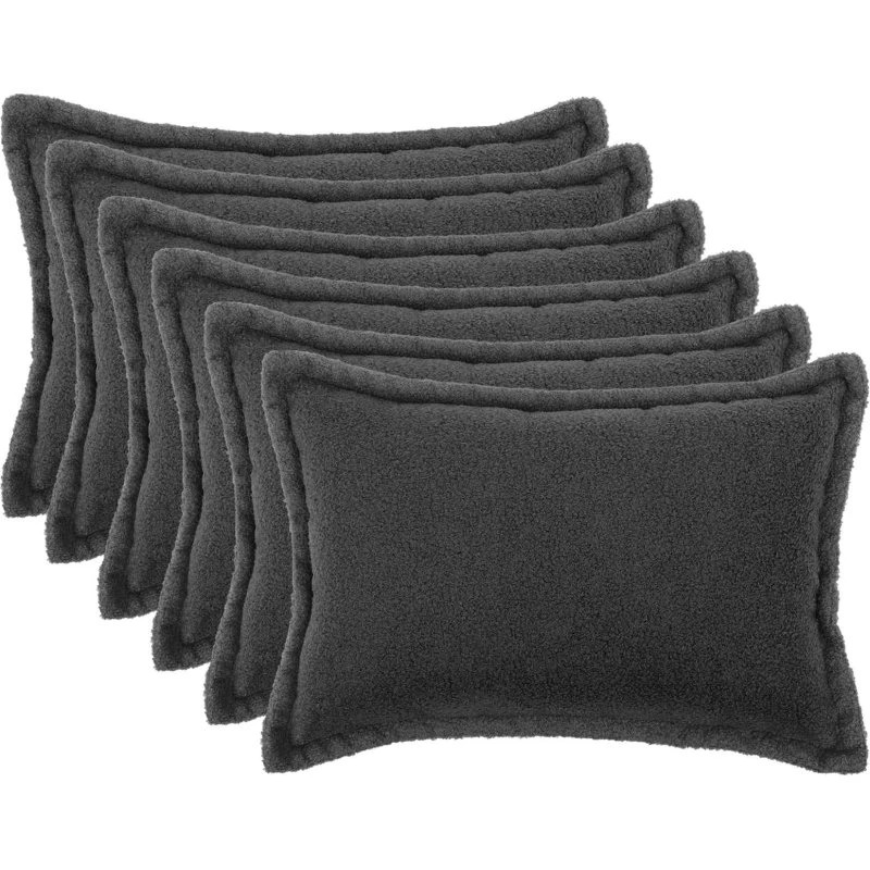vidaXL HOUTEN Pudebetræk 6 stk. Mørkegrå 40x60 cm Bouclé