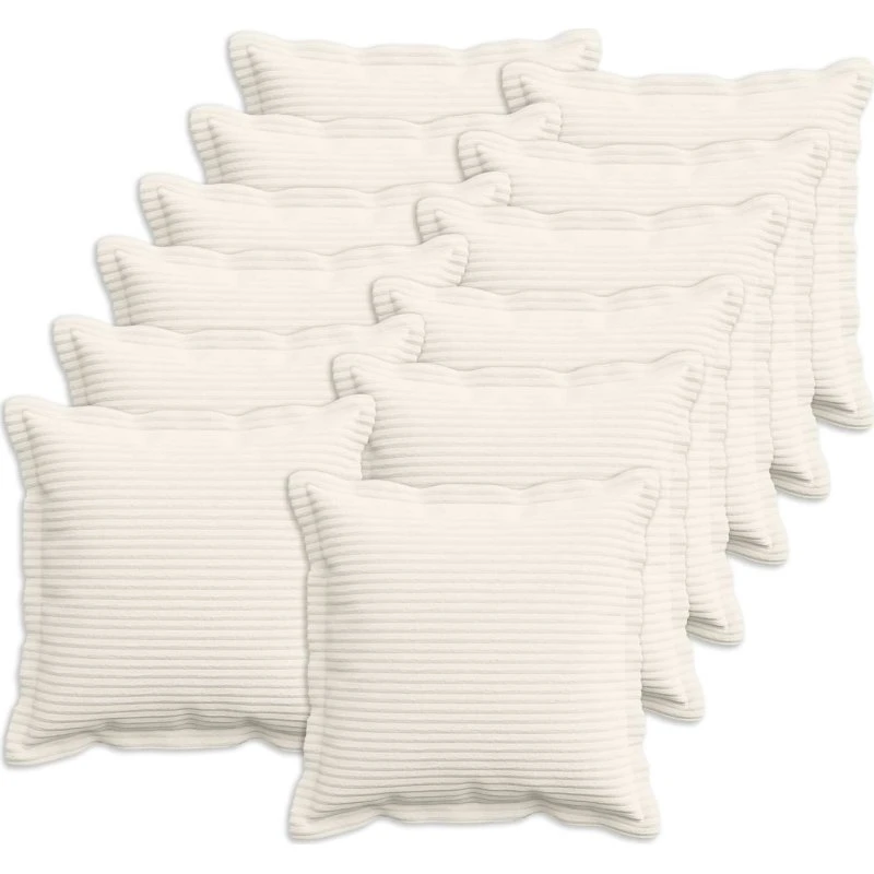 vidaXL HOUTEN Pudebetræk 12 stk. Cremefarvet Cordfløjl 40x40 cm