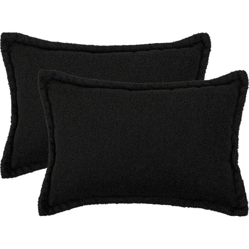 vidaXL HOUTEN Pudebetræk 2 stk. Sort Bouclé 30 x 50 cm