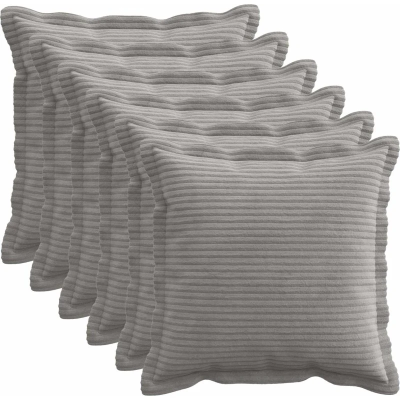 vidaXL HOUTEN Pudebetræk 6 stk. Lysegrå 30x30 cm Cordfløjl