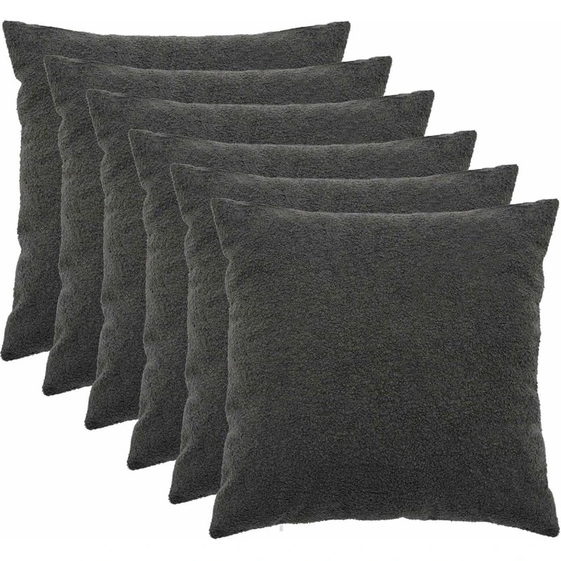 vidaXL HEERLEN Pudebetræk 6 stk. 80x80 cm Mørkegrå Bouclé