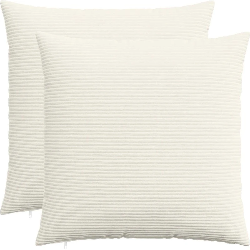 vidaXL HEERLEN Pudebetræk 2 stk - Cremefarvet Cordfløjl 70x70 cm