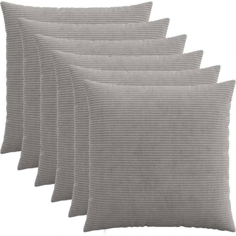 vidaXL HEERLEN Pudebetræk 6 stk. Cordfløjl Lysegrå 70x70 cm