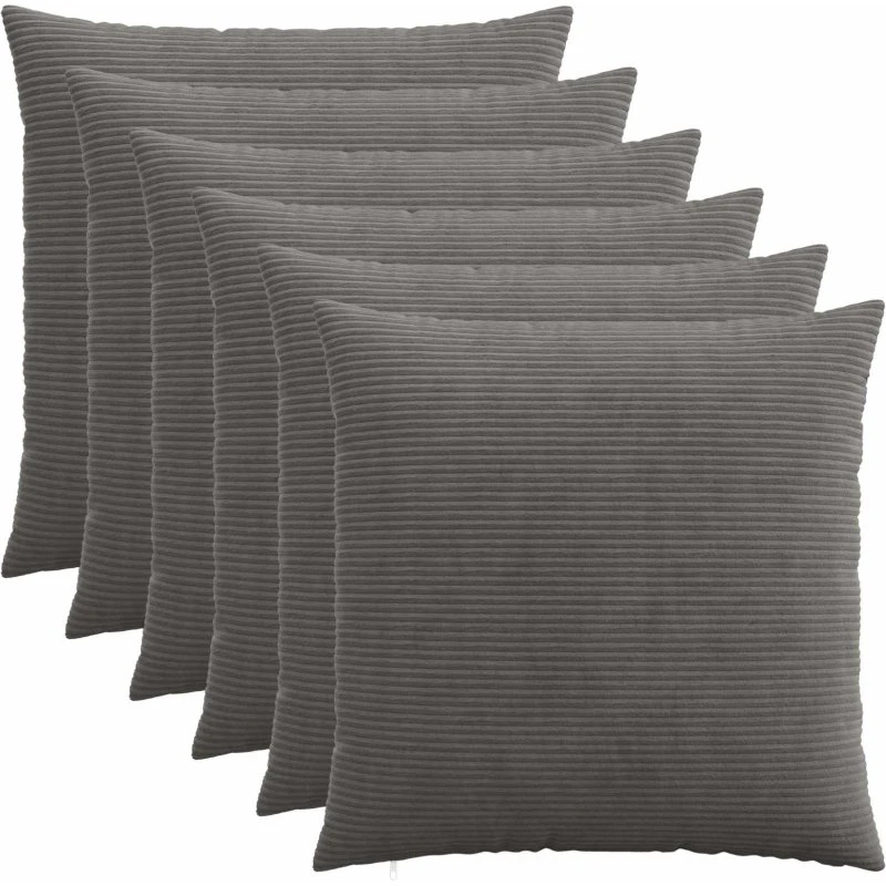 vidaXL HEERLEN Pudebetræk 6 stk. Mørkegrå 70x70 cm Cordfløjl