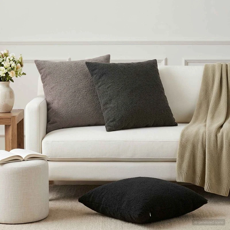 vidaXL HEERLEN Pudebetræk 6 stk. Mørkegrå Bouclé 65x65 cm