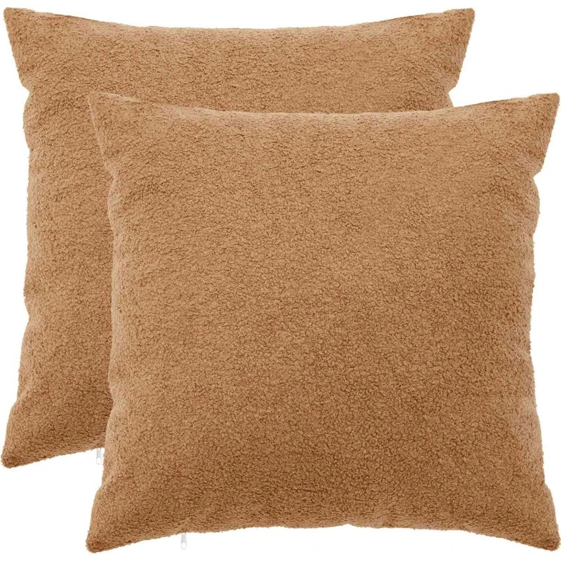 vidaXL HEERLEN Pudebetræk 2 stk. Beige Bouclé 65 x 65 cm