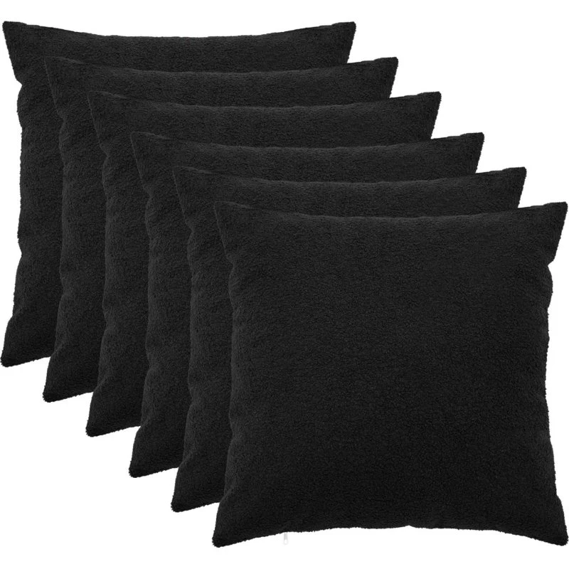 vidaXL HEERLEN Pudebetræk 6 stk. Sort Bouclé 65x65 cm