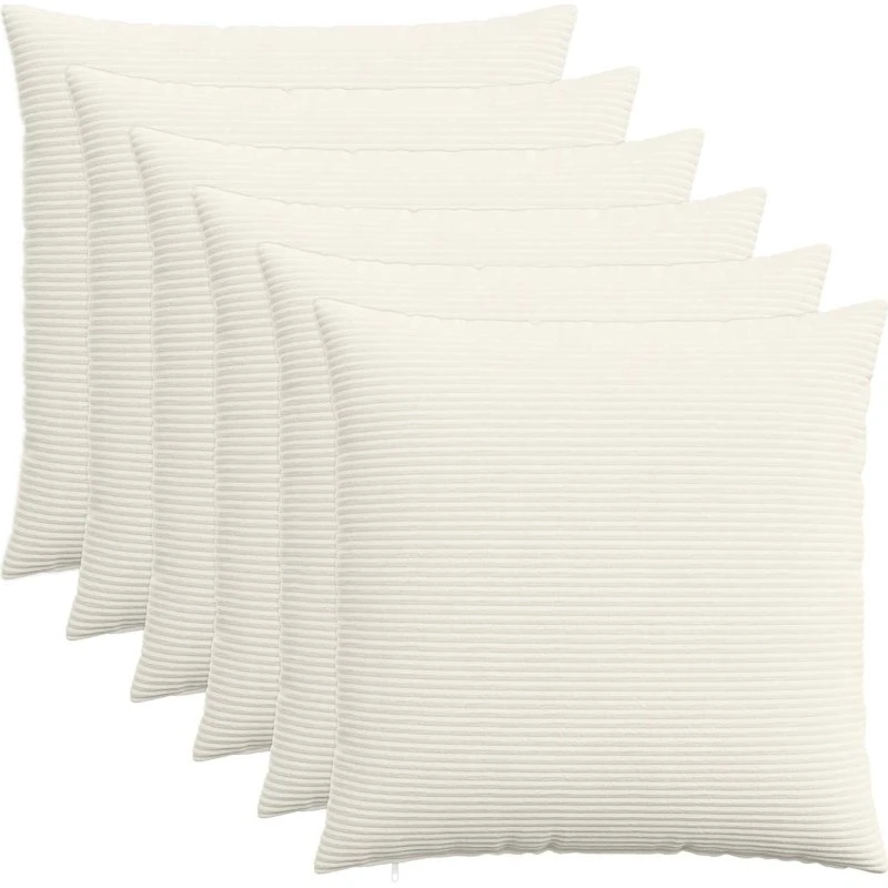 vidaXL HEERLEN Pudebetræk 6 stk. Cremefarvet Cordfløjl 65x65 cm
