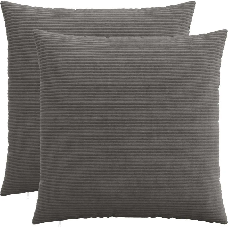 vidaXL HEERLEN Pudebetræk 2 stk. Mørkegrå 65x65 cm Cordfløjl
