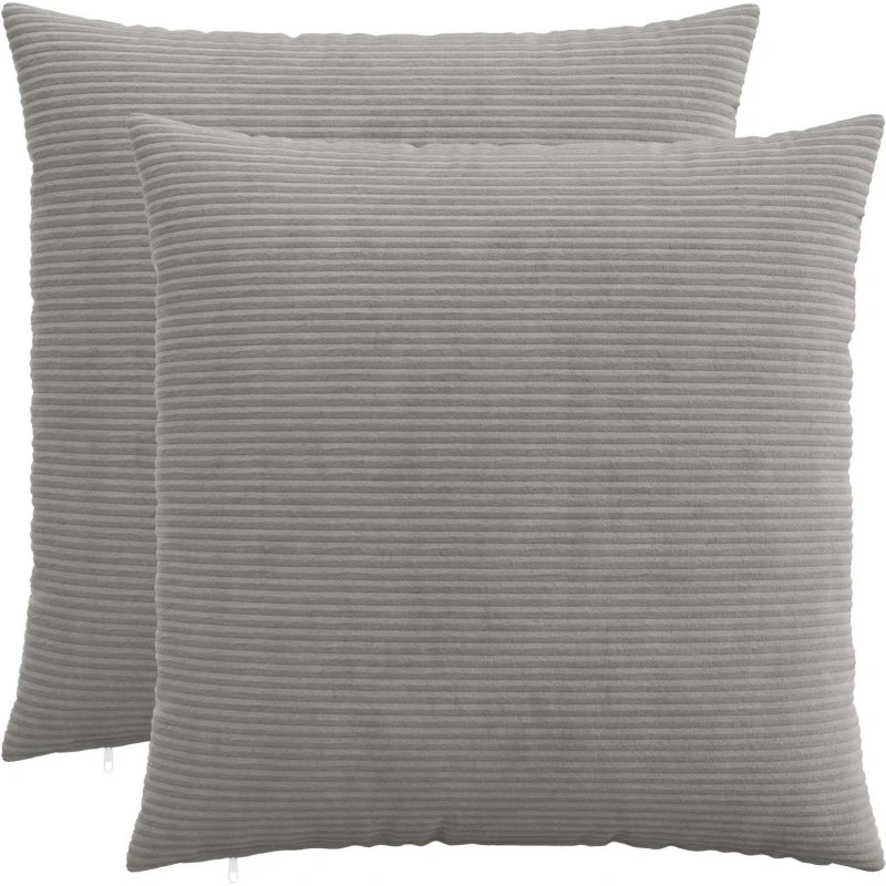 vidaXL HEERLEN Pudebetræk 2 stk. Lysegrå Cordfløjl 65x65 cm