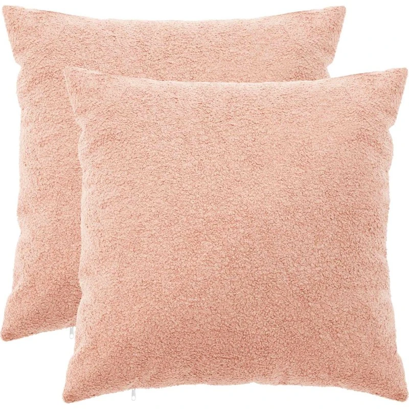 vidaXL HEERLEN Pudebetræk 2 stk. Lyserød Bouclé 60 x 60 cm