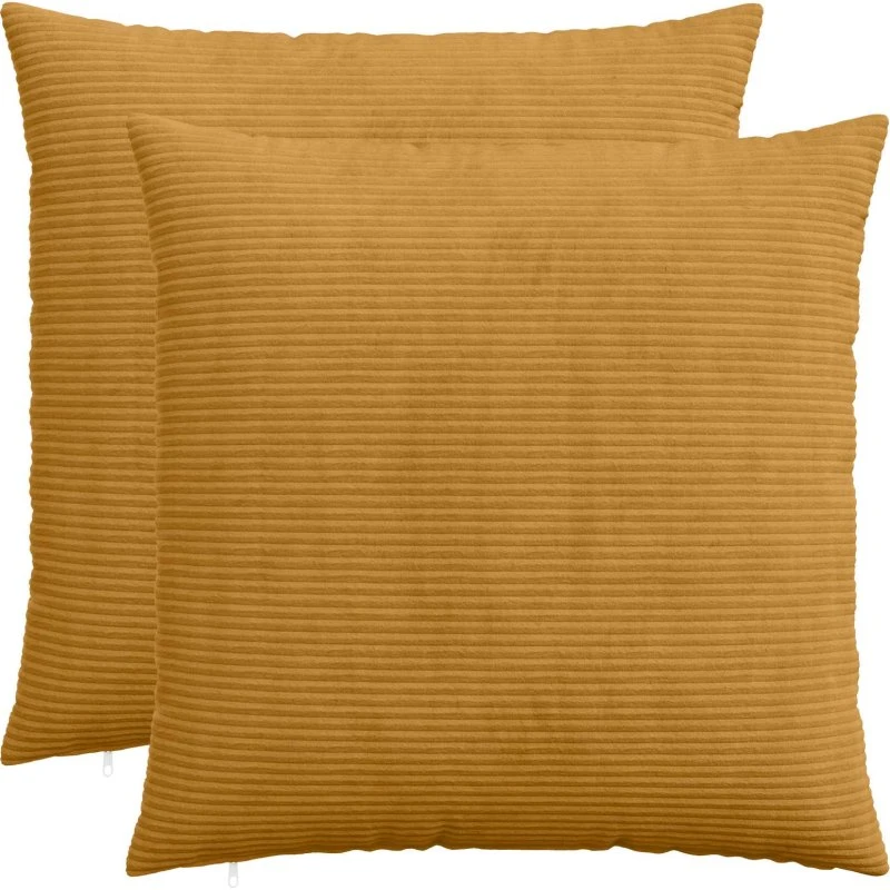 vidaXL HEERLEN Pudebetræk 2 stk. Gul Cordfløjl 60x60 cm