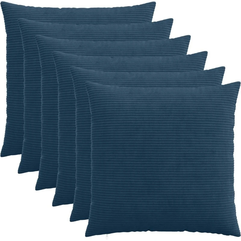 vidaXL HEERLEN Pudebetræk 6 stk. Mørkeblå Cordfløjl 60x60 cm