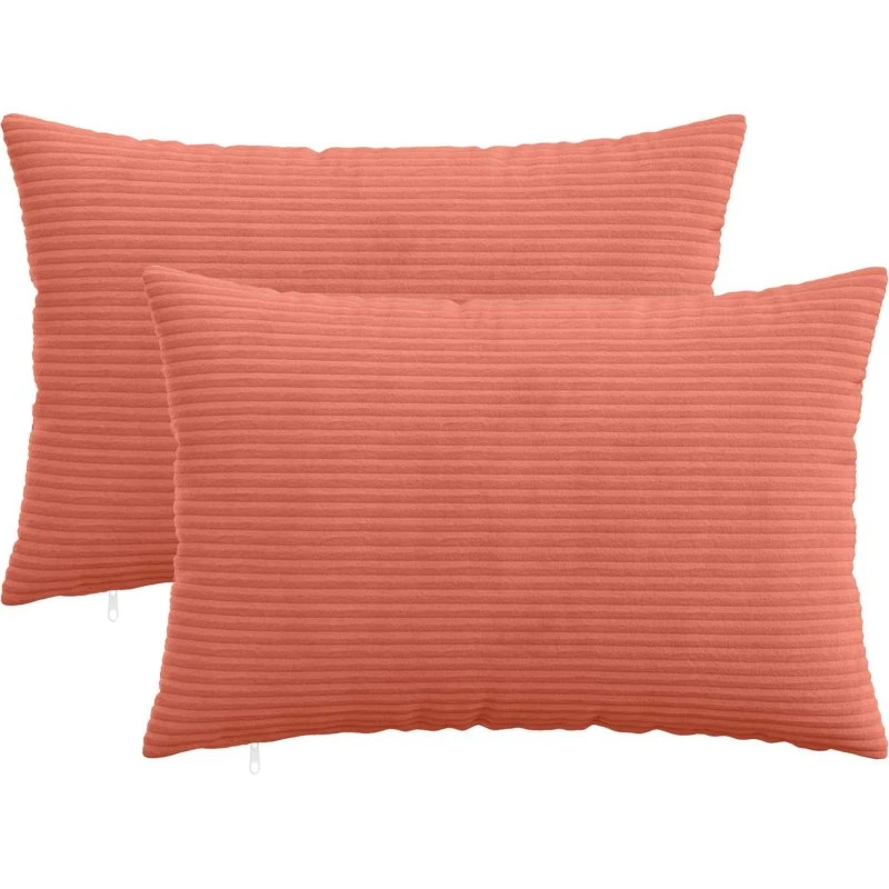 vidaXL HEERLEN Pudebetræk 2 stk. Rød Orange 50x70 cm Cordfløjl