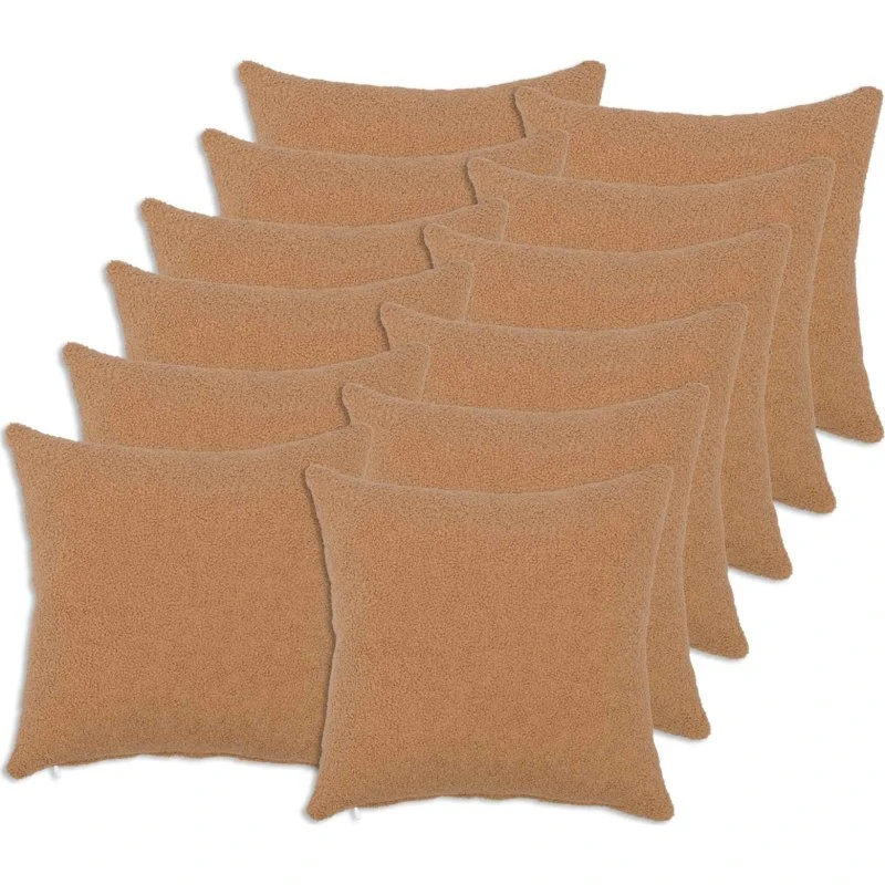 vidaXL HEERLEN Pudebetræk 12 stk. Beige Bouclé 50x50 cm