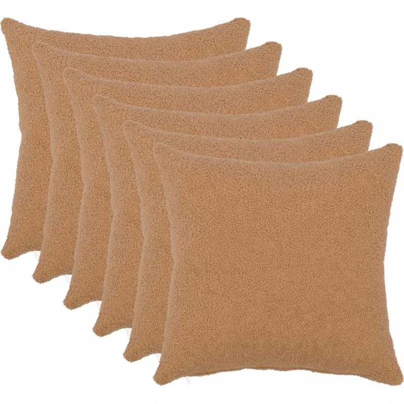vidaXL HEERLEN Pudebetræk 6 stk. Beige Bouclé 50x50 cm