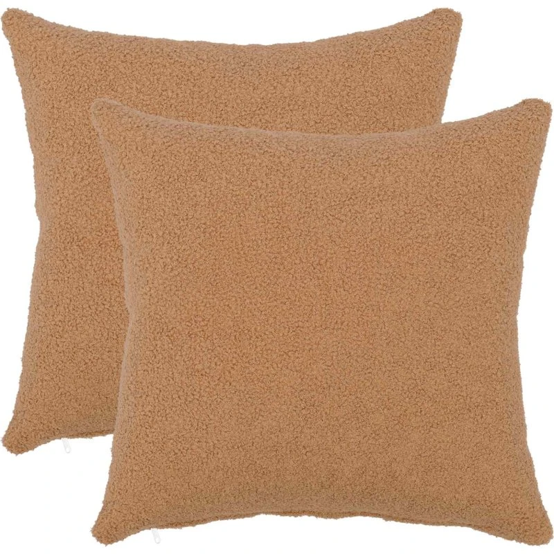vidaXL HEERLEN Pudebetræk 2 stk. Beige Bouclé 50x50 cm