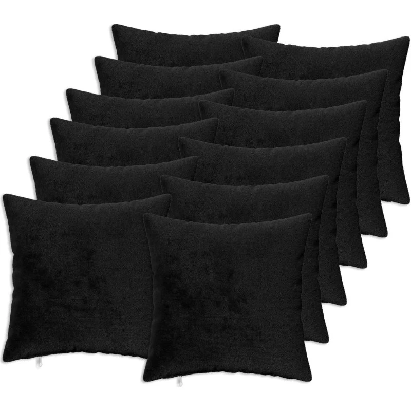 vidaXL HEERLEN Pudebetræk 12 stk. Sort 45x45 cm Flannel