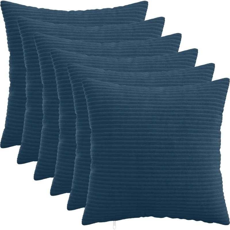 vidaXL HEERLEN Pudebetræk 6 stk. Mørkeblå Cordfløjl 45x45 cm