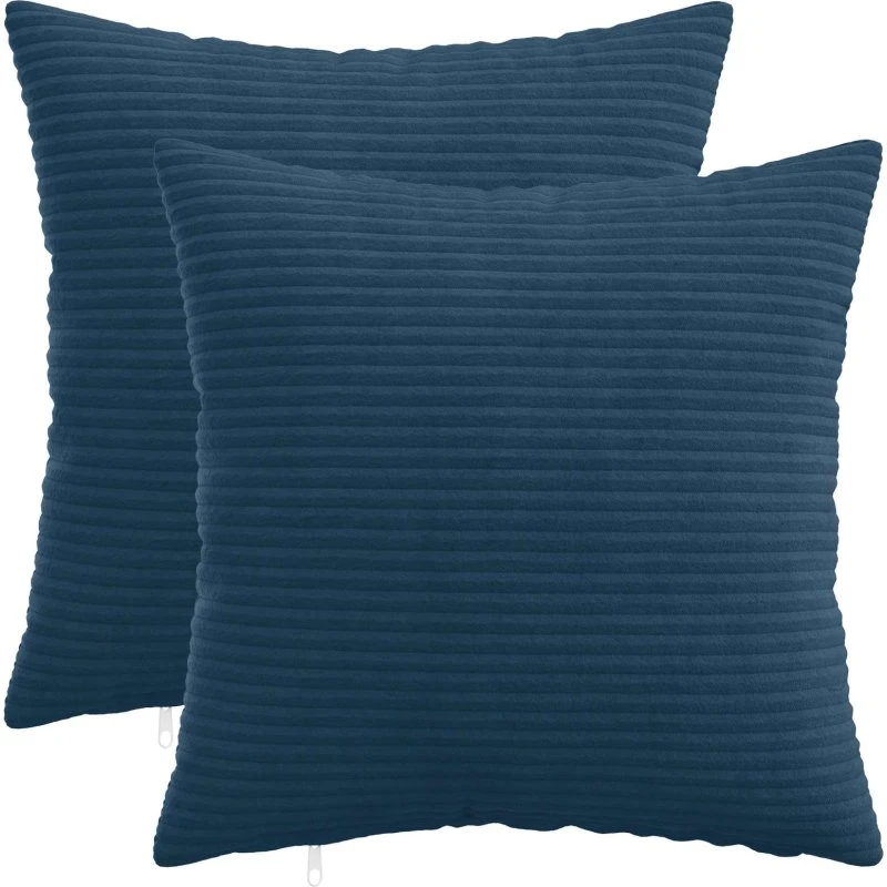 vidaXL HEERLEN Pudebetræk 2 stk. Mørkeblå Cordfløjl 45x45 cm