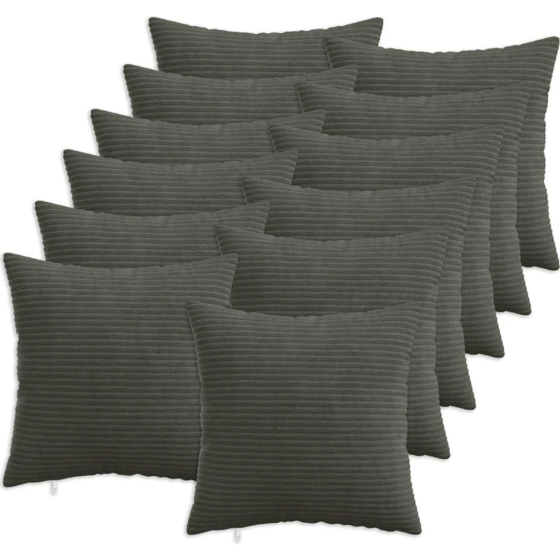 vidaXL HEERLEN Pudebetræk 12 stk. Antracit Cordfløjl 45x45 cm