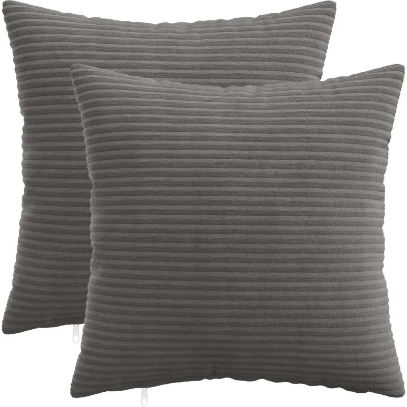vidaXL HEERLEN Pudebetræk 2 stk. Mørkegrå Cordfløjl 45x45 cm