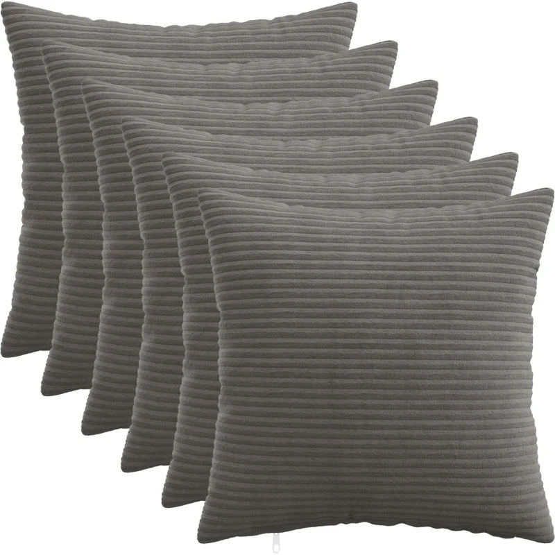 vidaXL HEERLEN Pudebetræk 6 stk. Mørkegrå Cordfløjl 45x45 cm