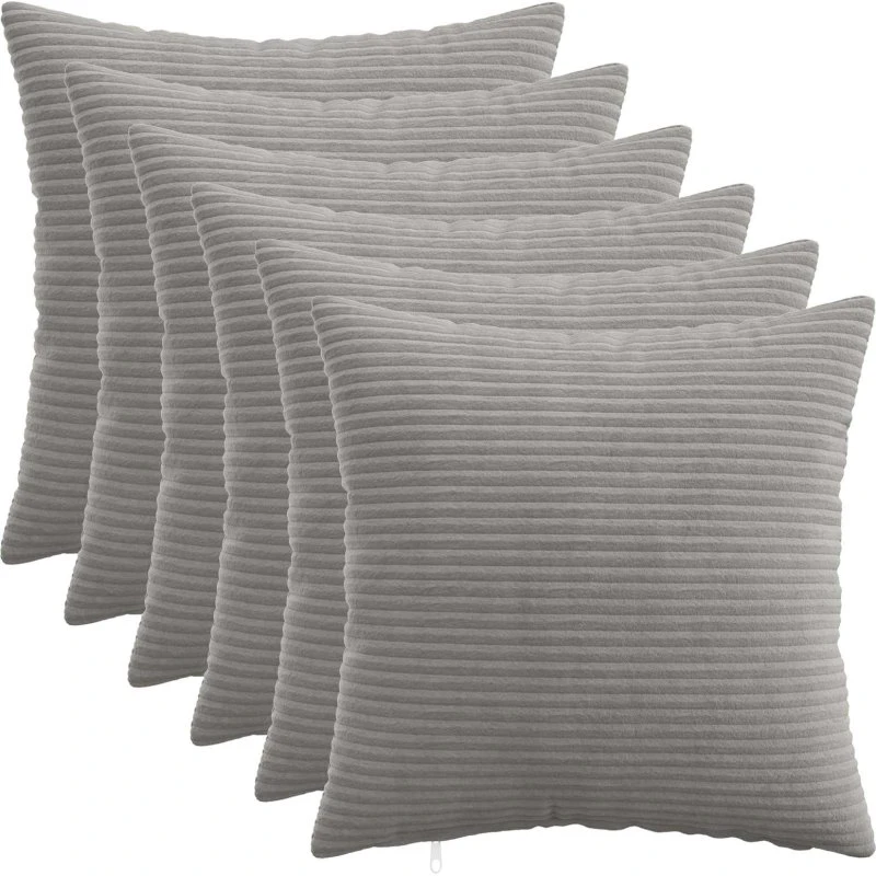 vidaXL HEERLEN Pudebetræk 6 stk. Lysegrå Cordfløjl 45x45 cm