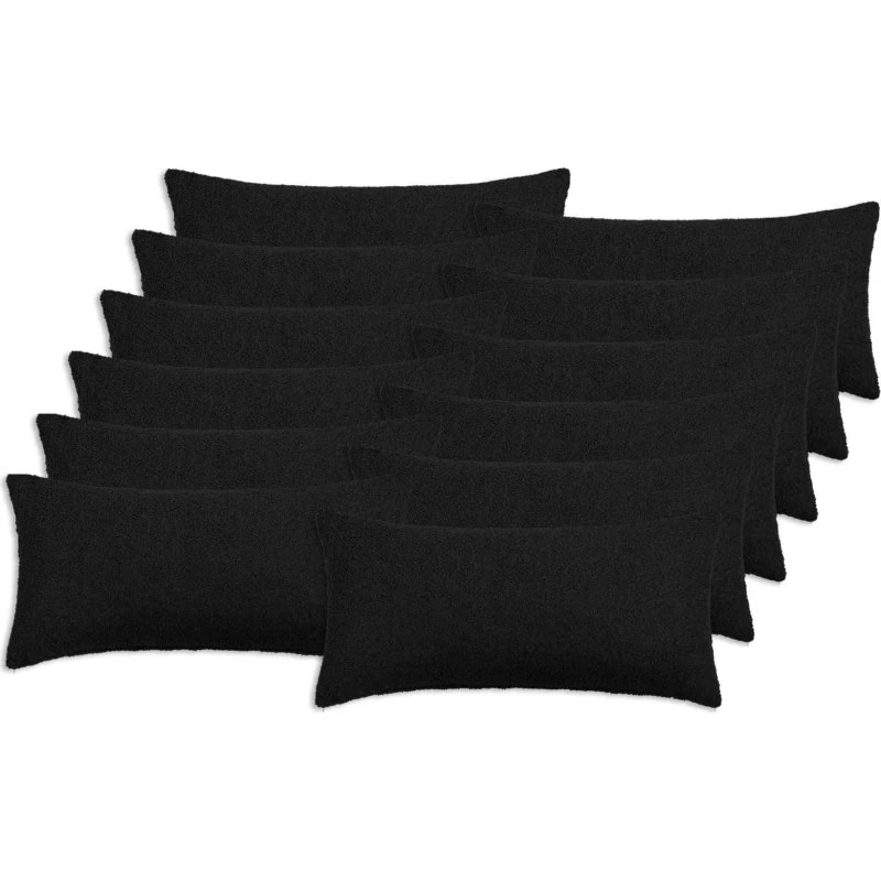 vidaXL HEERLEN Pudebetræk 12 stk. Sort Bouclé 40x80 cm