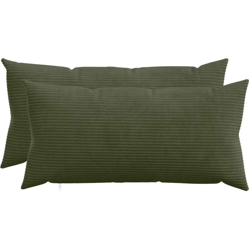 vidaXL HEERLEN Pudebetræk 2 stk. Grøn Cordfløjl 40x80 cm