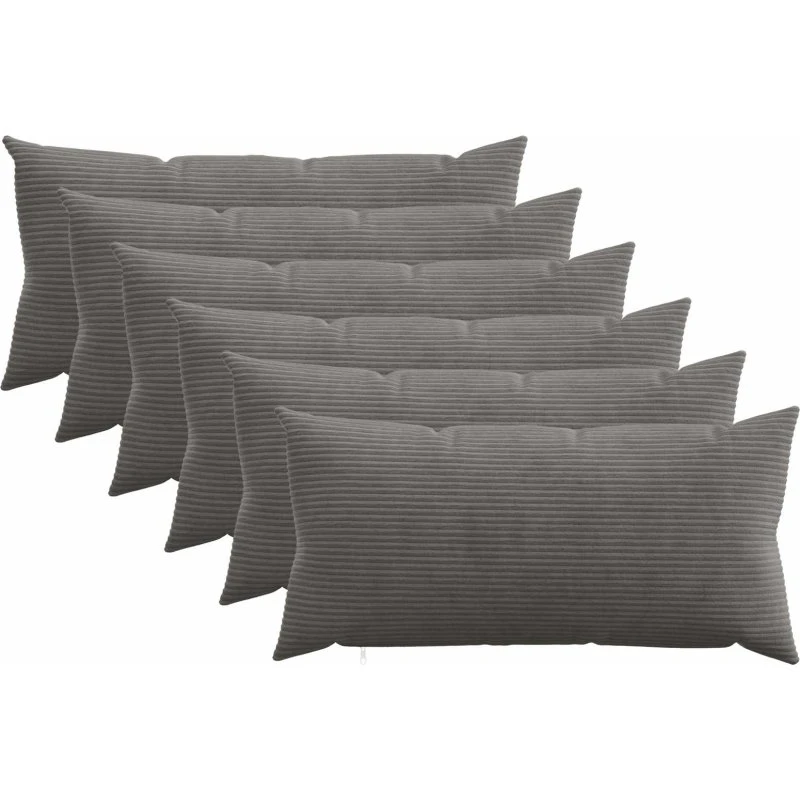 vidaXL HEERLEN Pudebetræk 6 stk. Mørkegrå 40x80 cm Cordfløjl