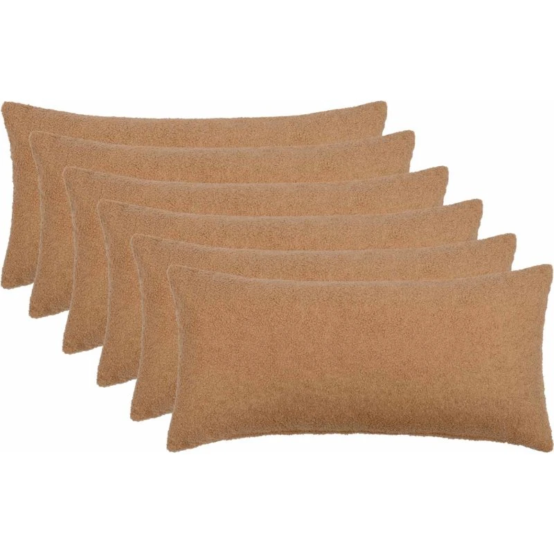 vidaXL HEERLEN Pudebetræk 6 stk. Beige Bouclé 40 x 70 cm