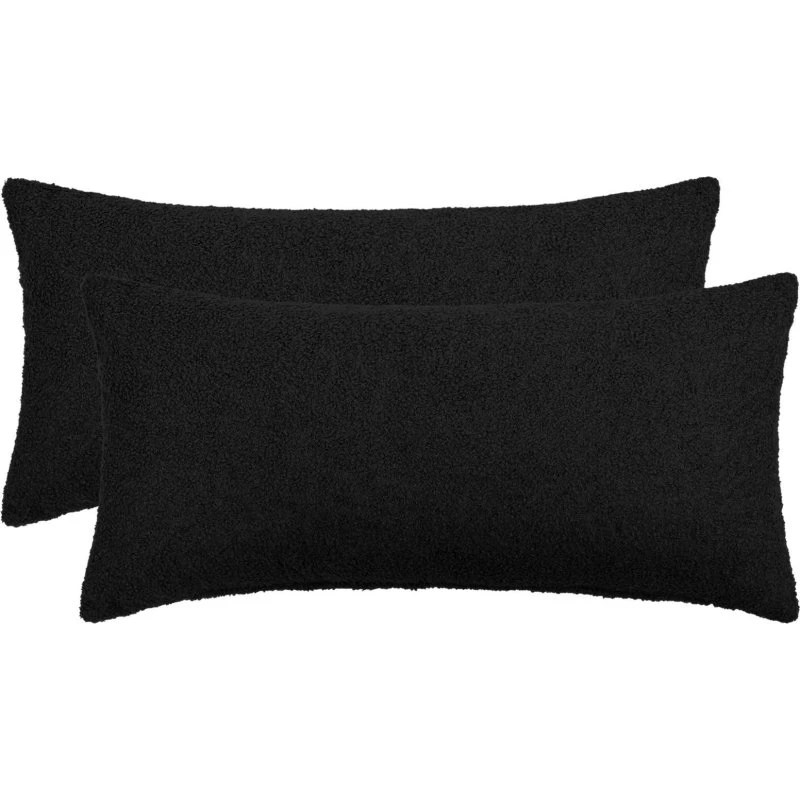 vidaXL HEERLEN Pudebetræk 2 stk. Sort Bouclé 40 x 70 cm