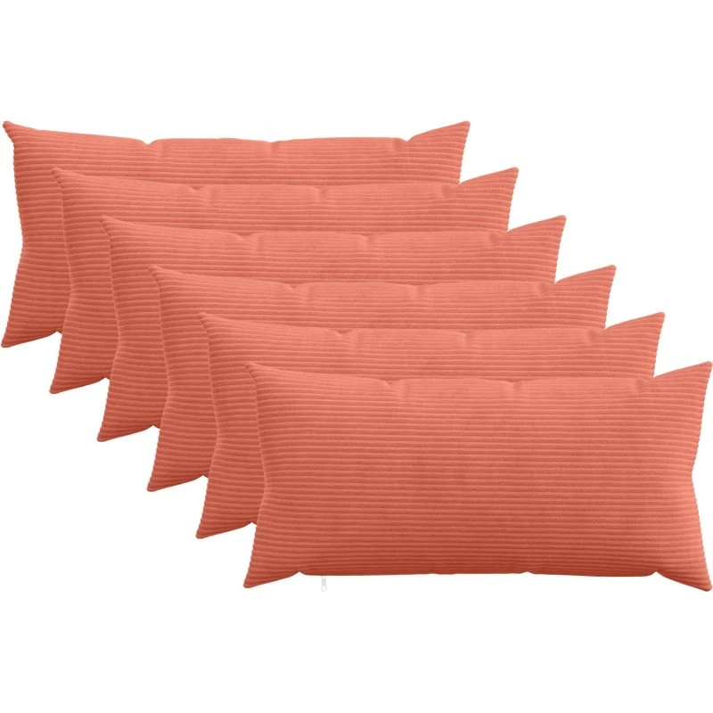 vidaXL HEERLEN Pudebetræk 6 stk. Rød Orange 40x70 cm Cordfløjl