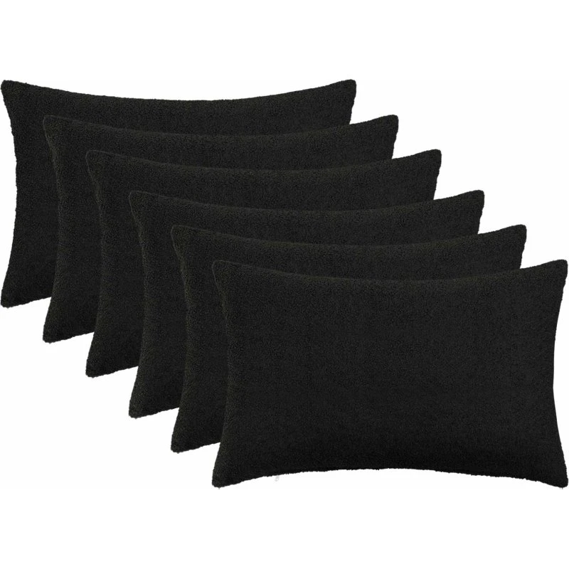 vidaXL HEERLEN Pudebetræk 6 stk. Sort Bouclé 40 x 60 cm