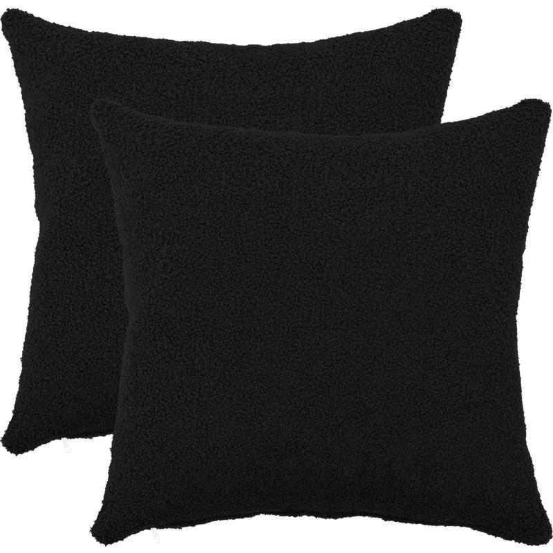 vidaXL HEERLEN Pudebetræk 2 stk. Sort Bouclé 40 x 40 cm