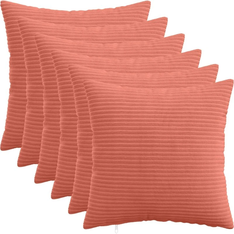 vidaXL HEERLEN Pudebetræk 6 stk. Rød orange 40x40 cm Cordfløjl