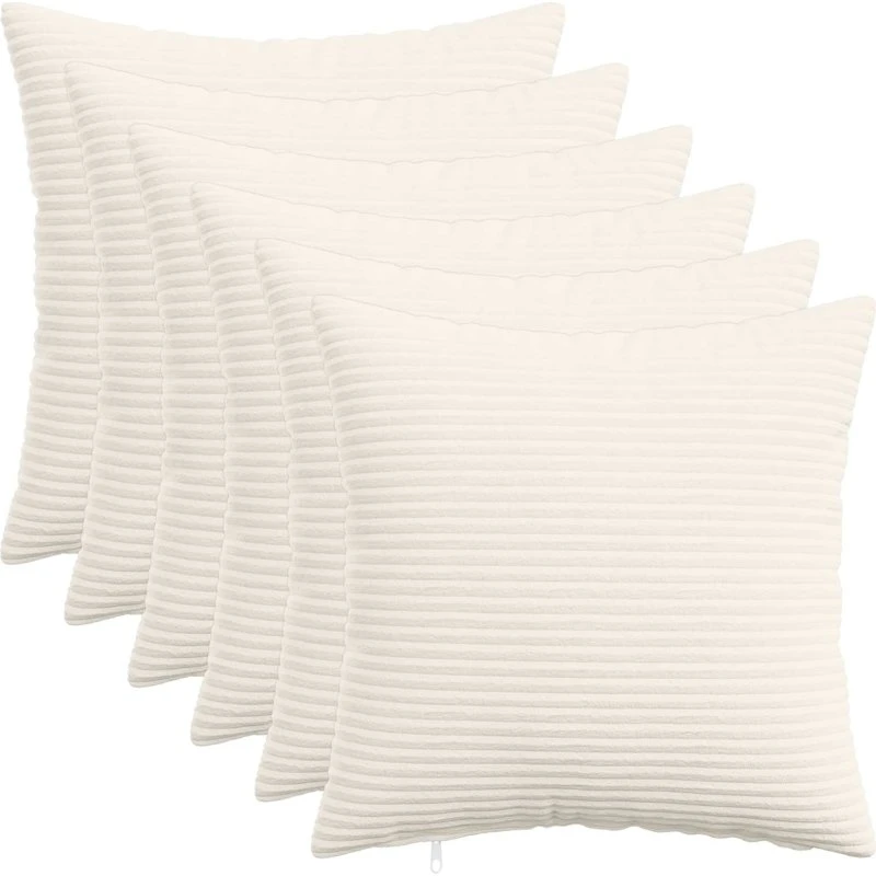 vidaXL HEERLEN Pudebetræk 6 stk - Cremefarvet Cordfløjl 40x40 cm