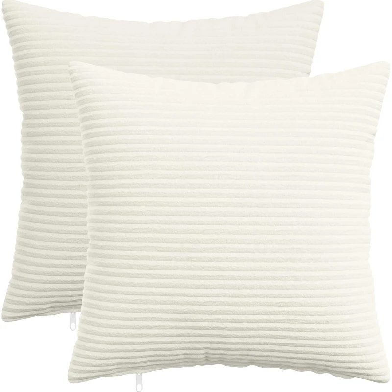 vidaXL HEERLEN Pudebetræk 2 stk - Cremefarvet cordfløjl 35x35 cm