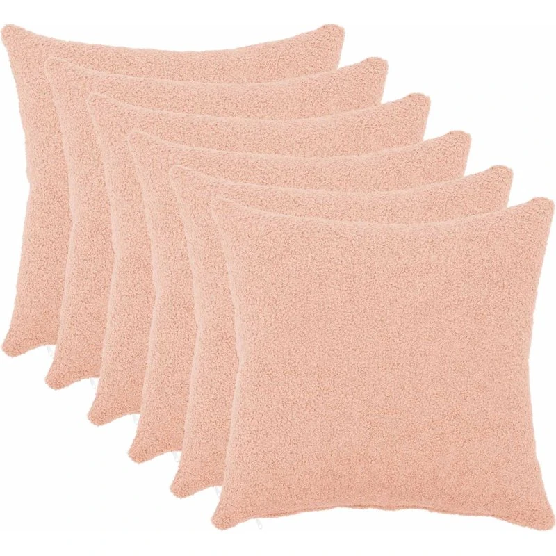 vidaXL HEERLEN Pudebetræk 6 stk. Lyserød Bouclé 30x30 cm
