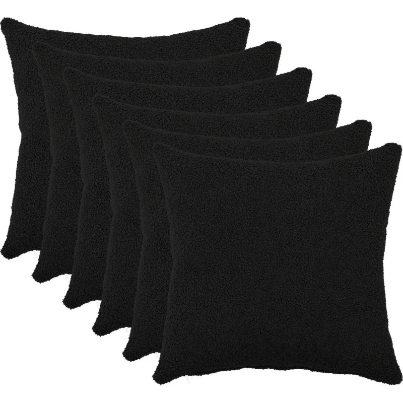 vidaXL HEERLEN Pudebetræk 6 stk. Sort Bouclé 30x30 cm