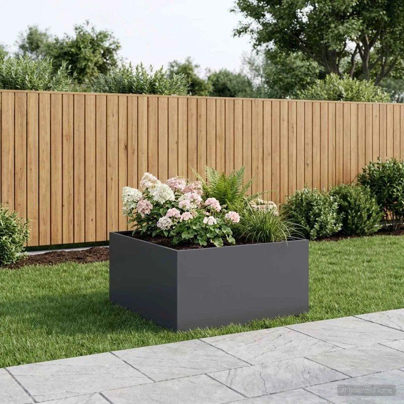 vidaXL Have Blomsterkrukke Antracit 100x100x40 cm i koldvalset stål
